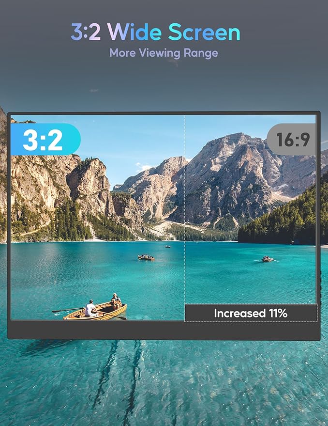 Portable Monitor 14inch 2K Laptop Monitor USB C HDMI Gaming Ultra-Slim IPS Display Smart Cover &amp Speakers 2160 * 1440P Screen for Laptop HDR External Monitor for Laptop PC Phone Mac Xbox