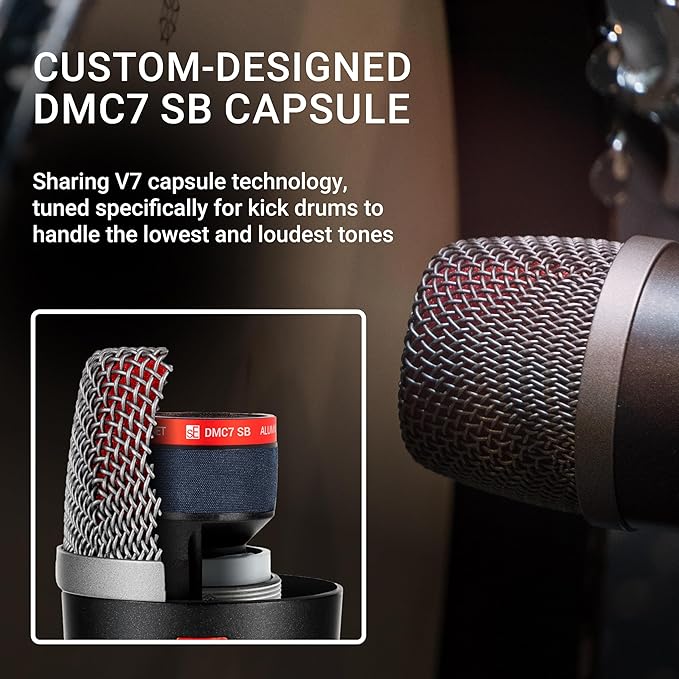 SE ELECTRONICS V Kick Drum Mic - Compact Dynamic Supercardioid Drum Microphone for Kicks with 4 Sound Settings &amp Adjustable Swivel Mount for Precise Positioning - Perfect for Studio &amp Live Use