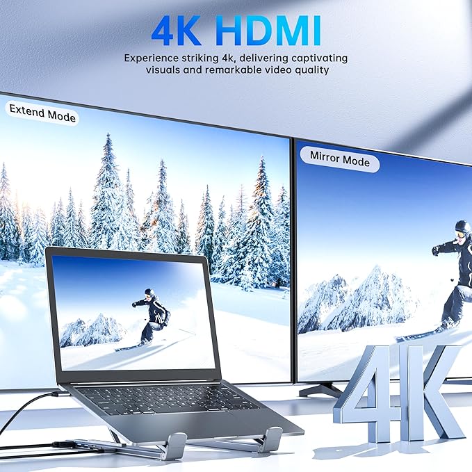 Laptop Docking Station Stand 8 in 1 USB C Hub HDMI Portable Laptop Stand with USB Ports USB C Multiport Adapter USBC Dock Station Computer Holder for MacBook Pro/Air Dell HP Lenovo ASUS