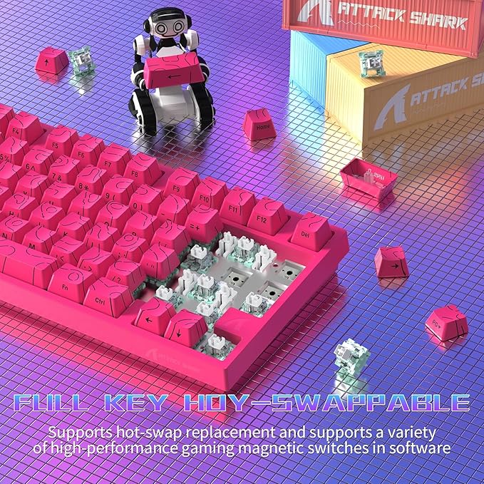 ATTACK SHARK R82HE 75% Rapid Trigger Mechanical Gaming Keyboard WiredHall Effect Magnetic SwitchAdjustable Actuation Esports8KHz Polling Rate0.08ms Latency with C01 Ultra Lighting Cable (White)