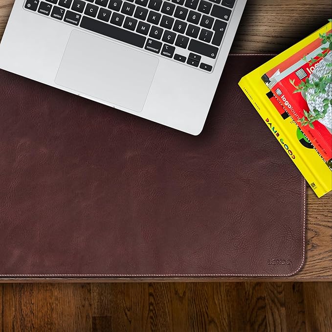 Londo Top Grain Leather Extended Mouse Pad – Large Desk Mat for Office &amp Gaming Smooth Writing Surface Non-Slip Base Durable &amp Stylish Workspace Accessory