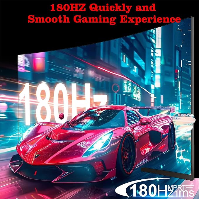 27 Inch Gaming Curved Monitor 1440P 180HZ 2K Professional PC Display QHD 2560x1440p Home Office Computer Screen HDMI DP AdaptiveSync 1500R Tilt Adjustable Build-in Speaker 100x100mm VESA