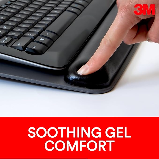 3M Gel Wrist Rest for Keyboard and Mouse with Tilt-Adjustable Platform Precise Mouse Pad 25.5 in x 10.6 in Black (WR422LE)