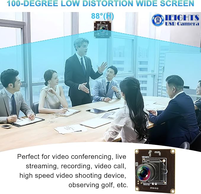 120fps USB Camera Module Wide Angle 100degree Low Distortion Lens Webcam Board for Laptop 11.6mp Lightburn CAMERA Mini UVC USB2.0 High Speed PC CaM Industrial USB Security Webcamera for Computer