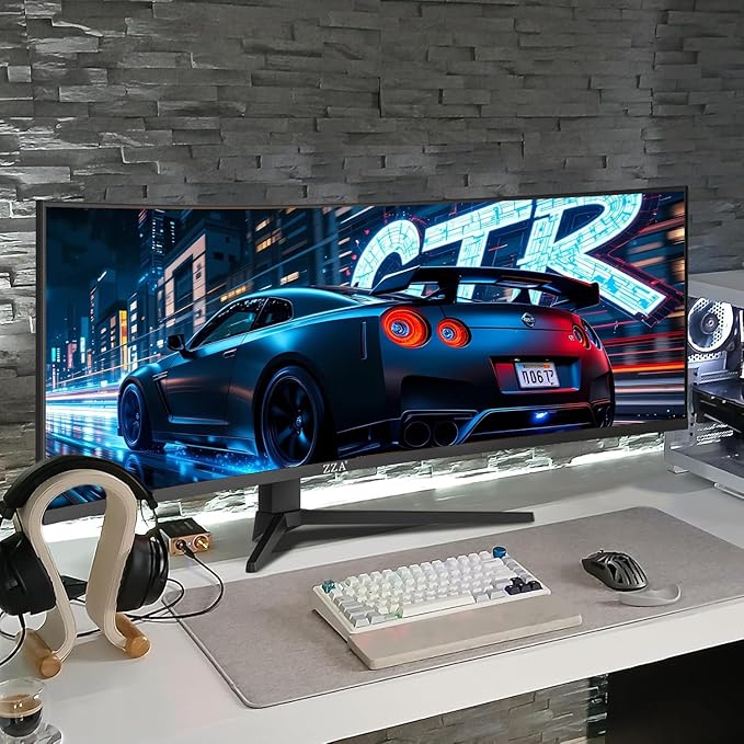 ZZA 49 Inch Curved Monitor 32:9 Dual QHD 5120x1440 Ultrawide Curved Monitor 120Hz with 1500R Curvature 120% sRGB Height Adjustable Stand HDMI 2.1 &amp DisplayPort 1.4