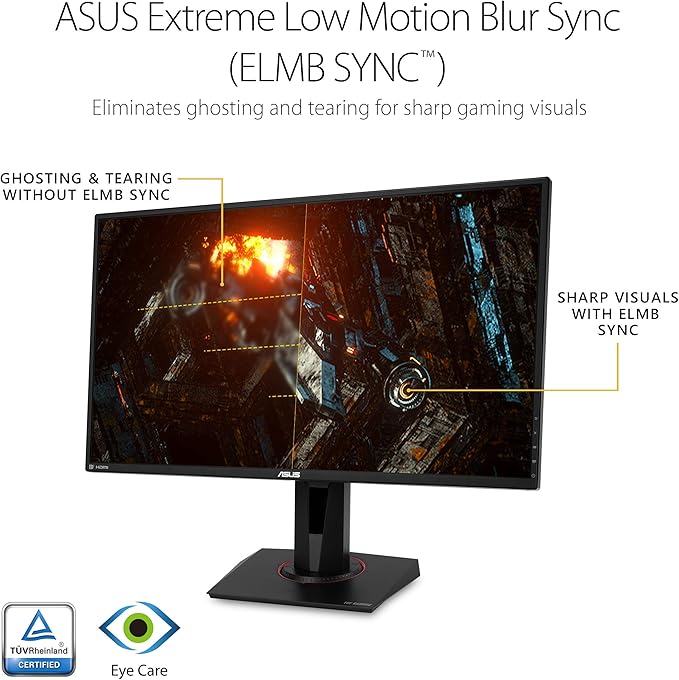 ASUS VG27AQ TUF Gaming 27 2K HDR Gaming Monitor WQHD (2560 x 1440) 165Hz (Supports 144Hz) (Renewed)