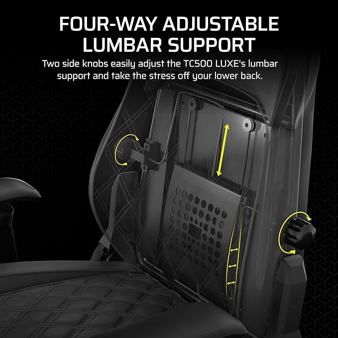 Corsair TC500 Luxe Gaming Chair – Premium Breathable Fabric – Wide Seat – Five-Way Adjustable Armrests – Adjustable Built-in Lumbar Support – 90-135 Degree Recline – Shadow
