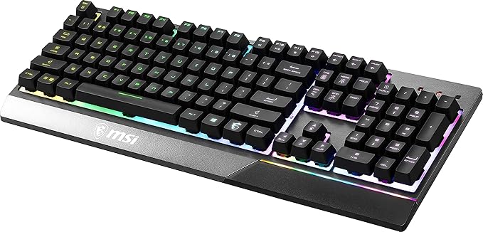 MSI Vigor GK30 RGB Gaming Keyboard 6-Zone RGB Lighting Water Repellent &amp Splash-Proof Mechanical-Like Plunger Switches