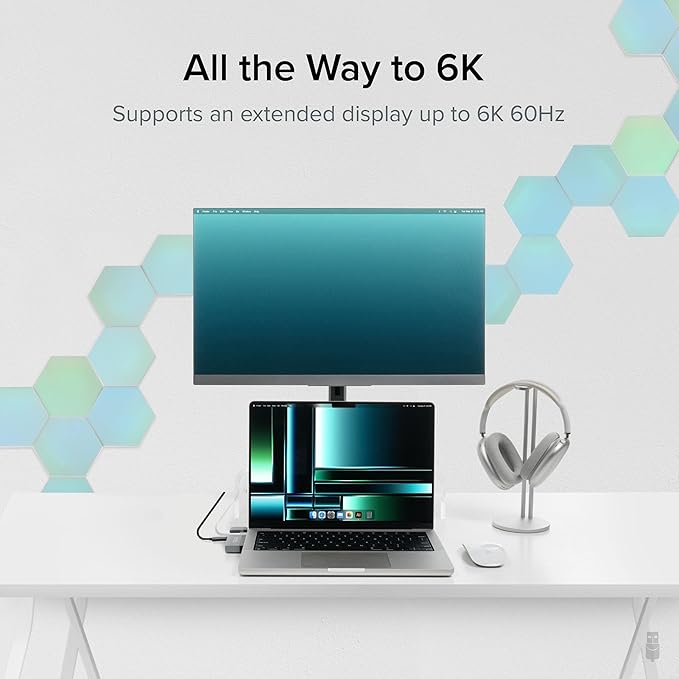 Plugable 5-in-1 USB C Hub for MacBook Pro &amp Air M1/M2/M3/M4/M5 - Thunderbolt 4 Compatible MagSafe Ready 40Gbps Data Gigabit Ethernet 2X USB 3.0 - Slim Portable Adapter with Pass-Through Charg
