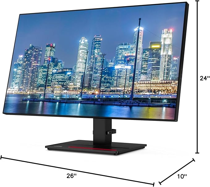 Lenovo ThinkVision T27i 27-inch 1920 x 1080 LED Backlit Full HD Widescreen LCD Monitor 2-Pack Bundle with HDMI VGA DisplayPort USB Hub Desk Mount Dual Monitor Stand