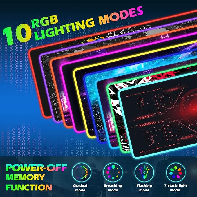 ToLuLu RGB Gaming Wireless Charging Mouse Pad 5/7.5/10/15W 10 Light Modes LED Mouse Pad Computer Keyboard Mat Mousepad 800x300x4MM Extended Large Desk Mat for Gaming MacBook Laptop PCCool Red