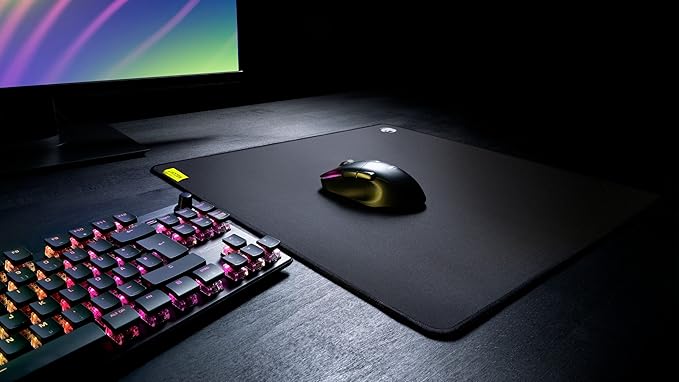 ROCCAT Sense Pro Square PC Gaming Mousepad Non Slip Rubber Back Speed Military-Grade Fabric with Low-Profile Stitched Edges Durable Computer Desk Mat Square Black
