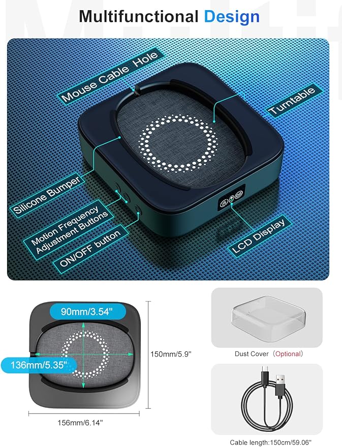 Mechanical Mouse JigglerUndetectable Mouse Mover Jiggler Device with Interval Timer AdiustableLED Display and Random MovementGift for Man Keeping PC/Laptop Active to lmprove Work Efficiency