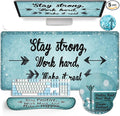AQQA Desk Mat Desk Pad5in1 XXL Mousepad + Keyboard Wrist Rest+Mouse Wrist Rest+Coaster Set with Ergonomic Desk Pad for Home Office Desk Accessories Decor SuppliesStay Positive