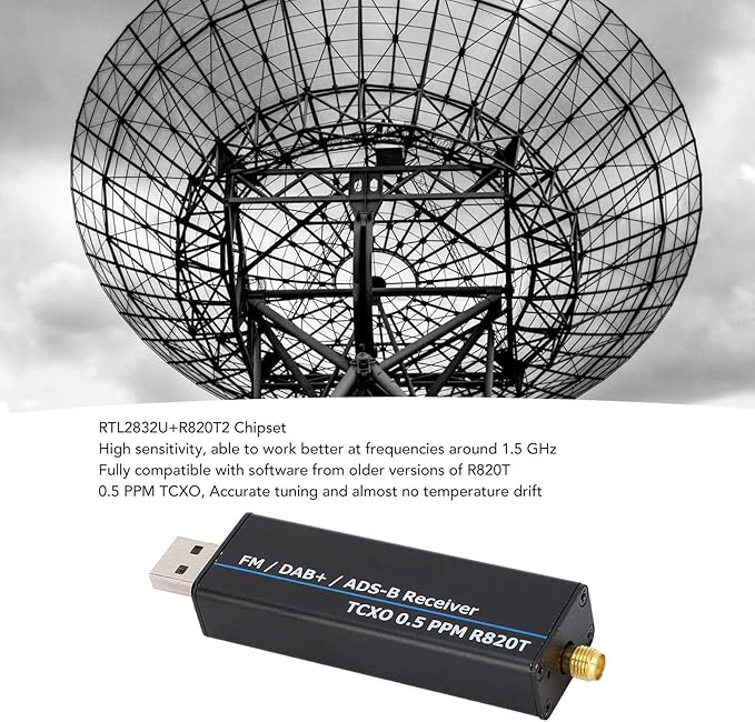 RTL SDR Receiver Full Band Aluminum Enclosure and 2 Antennas Receiver Radio Receiver Software Defined Radio (100kHz-1.7GHz)