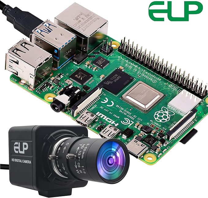 ELP Global Shutter USB Webcam - 1080P 90fps Manual Zoom Variable Focus AR0234 Close-up Camera for Laptop