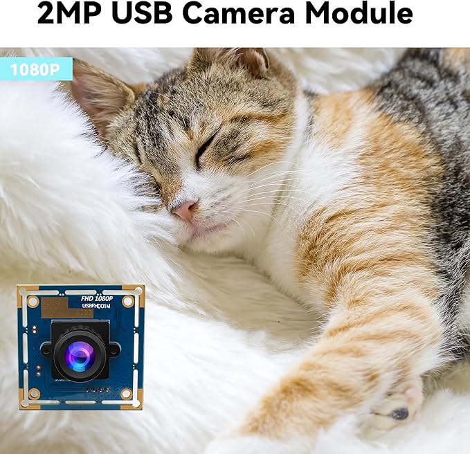 Magnolia 2MP 1080P USB Camera Module 30/60/120FPS High Speed Wecam 2.1mm Wide Angle Fixed Focus Lens Mini Indutrial Camera Plug and Play for CNC Monitoring/Defect Detection/Machine Vision
