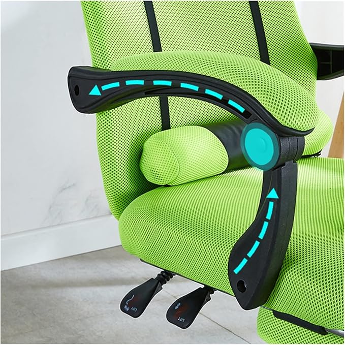 Adjustable Office Computer Chair with Armrest Footrest Office Chair Net Cloth Rotation Computer Chairs Gaming Stool Armchair Household Furniture(Grey)
