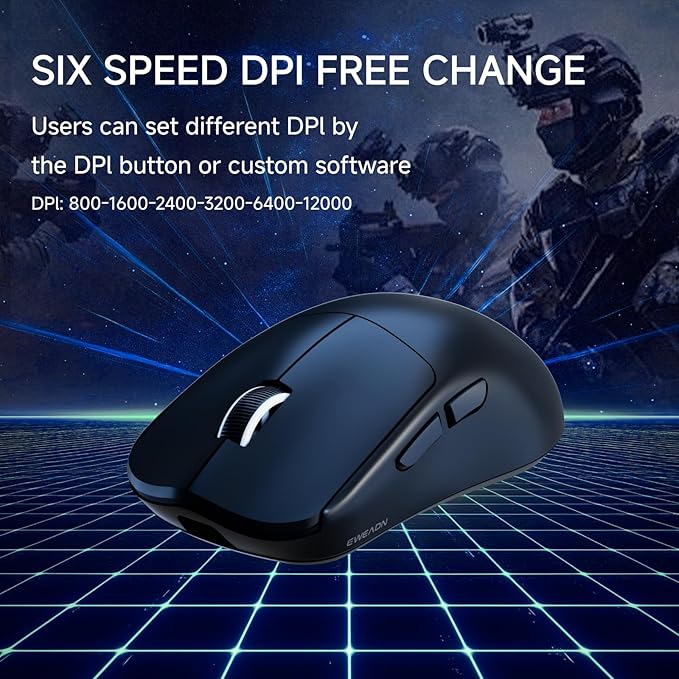 X23Pro Wireless Gaming Mouse 2.4G/BT5.0/USB-C Esports Gaming Mouse 800mAh Rechargeable Lightweight Mouse Gaming 12000 DPI Wireless Mouse with 6 Programmable Buttonsfor Laptop/PC/Mac Black