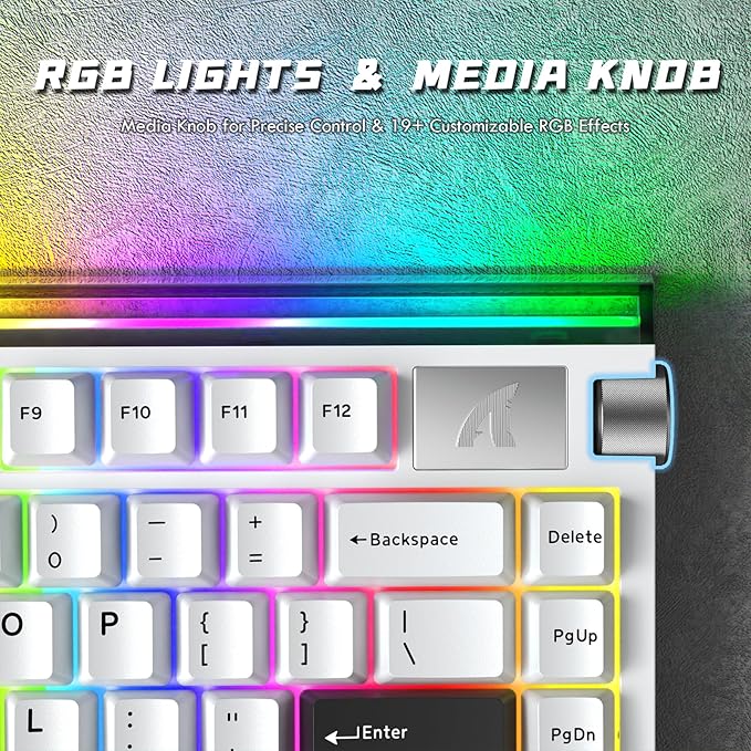 ATTACK SHARK R85 HE Wired 75% Hall Effect Rapid Trigger Mechanical RGB Gaming Keyboard with 8K Polling0.05mm RT Accuracy0.08MS LatencyMagnetic Switch5 Layer Sound DampedDriver for PC(Star White)