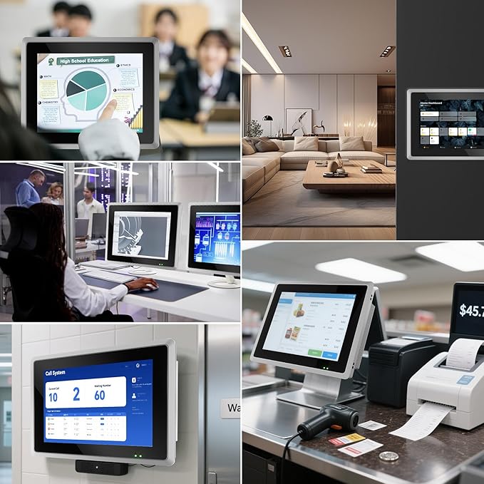 17 inch Industrial Fanless Embedded Panel PCCapacitive Industrial Touch Screen Panel ComputerIP65 All-in-One ComputerWindows 10 profor AutomationKioskMonitoring(I5-7200U8G+128G)