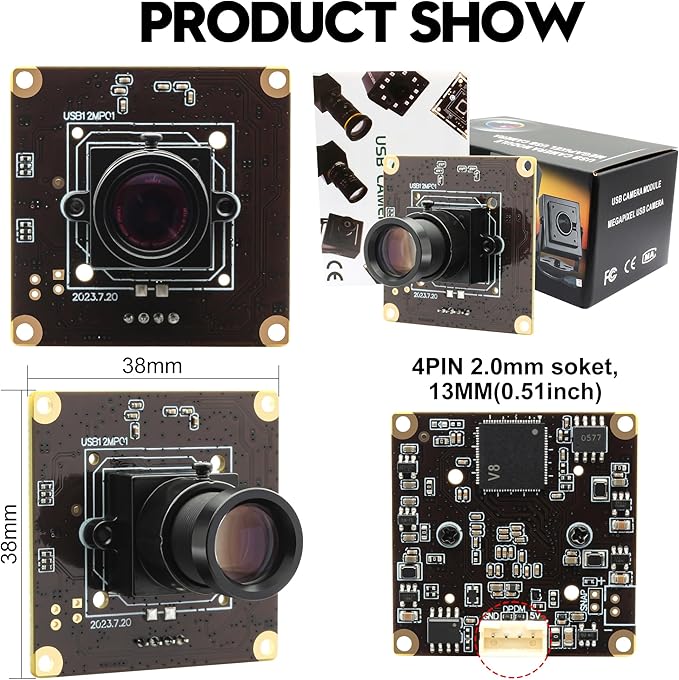 12MP USB Camera Module 4K 120fps High Speed Golf Swing Camera with 25mm Narrow Field of View M12 Lens Low Illumination Industrial Lightburn Embedded for Linux Windows Mac OS