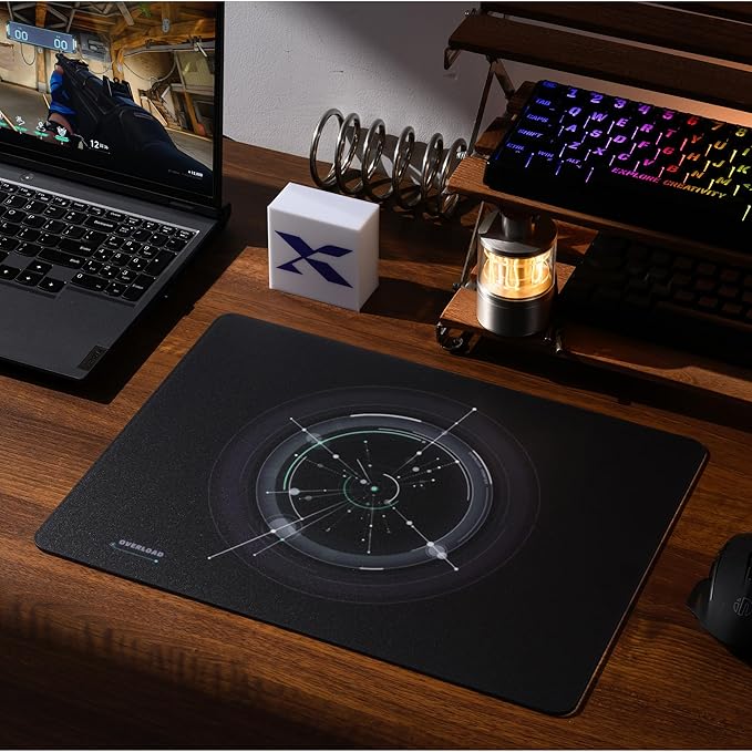 XVX Glass Mousepad Gaming Overload Black Tempered Glass Mouse Pads for GamingProfessional Large Mouse Mat 410mm*310mm Special Glass Surface with Improved Precision and Speed
