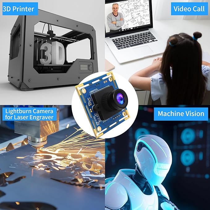 USB Camera Module 8MP 3264x2448 HD USB Webcam Board with 2.1mm Lens IMX179 Sensor Embedded Camera UVC Plug &amp Play for 3D Printer/Industrial Machine/Robot Compatible with Windows/Linux/Mac/Androi