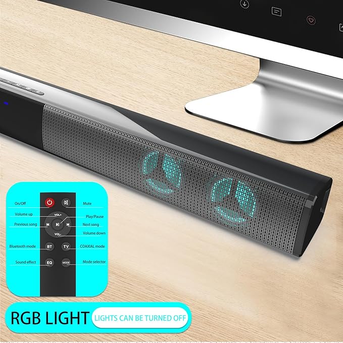 Aoresac Echo Wall BT Speaker RGB Ambient Light Quad Speaker Design for Home Theater 2000mAh Battery Computer Speakers Wind Guide Design