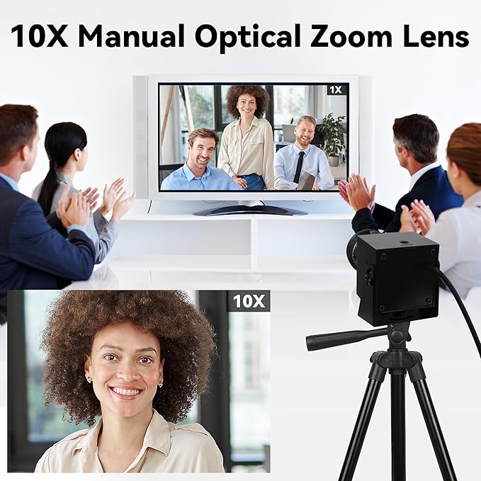 USB Webcam 5MP Color Industrial USB Camera with CS-Mount 5-50mm 10X Manual Zoom Lens – 1944P@30fps Plug-and-Play for PC Live Streaming Video Conferencing &amp Projects