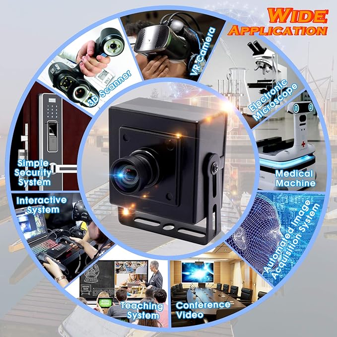 13 Megapixel USB Camera No Distortion Fixed Focus Webcam with Aluminum Case HD Webcamera MJPEG 15fps 3840x2880 Sony IMX214 Sensor USB with Camera for Computer PC Laptop DesktopSupport Most OS