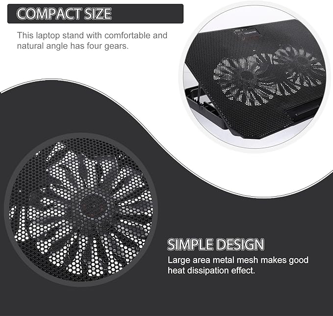 Gear Laptop Radiator Cooler Stand with Dual Silent Fans USB Powered for Notebooks Practical Heat Dissipation Cooling Pad for Quiet Gaming and Work