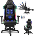 TBQATNTS Massage Gaming Chair with Speakers Ergonomic Pro Gaming Chair with Headrest and Lumbar SupportReclining Computer Chair with Footrest and RGB LightsVideo Game Chair for Adults Kids.Black