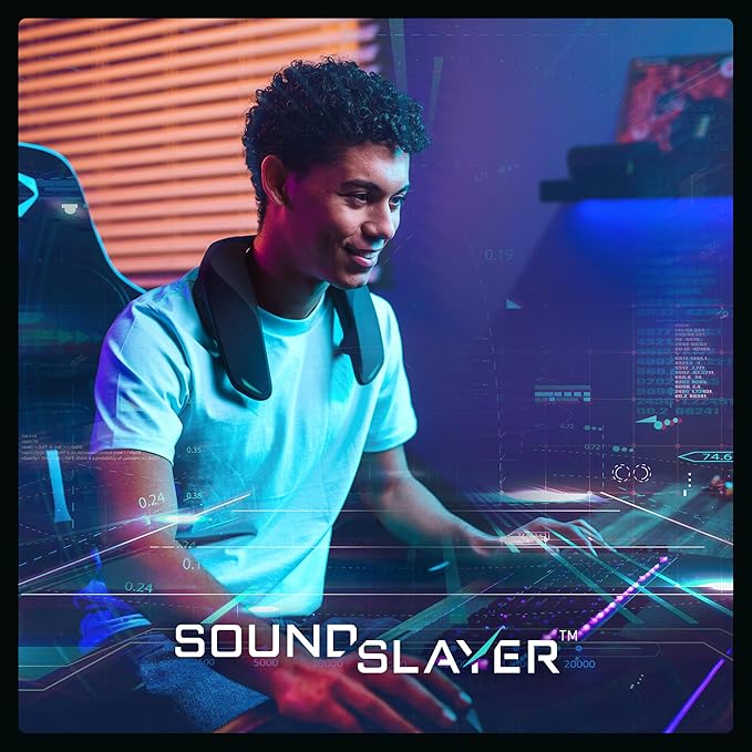 Panasonic SoundSlayer Wireless Wearable Speaker System for Gaming Movies and Music Lightweight Neck Speaker with Built-in Microphone and Immersive Dimensional Sound - SC-GNW10 (Black)