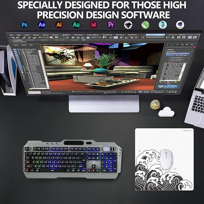 X-Raypad Aqua Control Plus Wave Gaming Mouse Pad Ultra-High Precision Mouse Pad with Perfect Speed and Control Capability Consistent X and Y Glide Designed for Fps Players with Low DPI Requirements