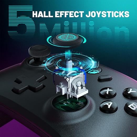 ECHTPower Wireless PC Gaming Controller - Hall Effect Joystick 2.4G &amp Wired 1000Hz Polling Rate 800mAh Battery Adjustable Turbo/Vibration - for PC/Switch/iOS/Android