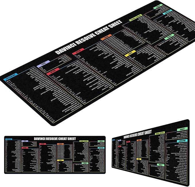 Davinci Resolve MacOs Shortcuts &amp Cheat Sheet Mouse Pad Mouse Mat Quick Reference for Video Editors Creators Filmmakers Computer Accessory for Editing for Study Work and Reference Purposes K