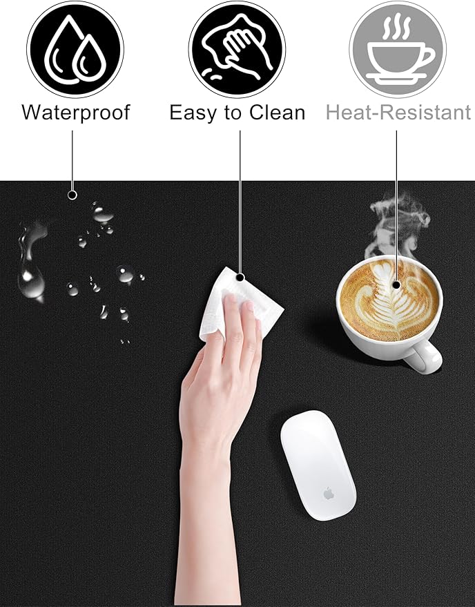 TopMade 4-in-1 Mouse Pad with 15W Wireless Charging Foldable Phone Holder 31.5 x 15.75 XXL Large Desk Pad Gaming Mousepad with Ultra-Smooth Surface Non-Slip Base Waterproof Desk Mat Black