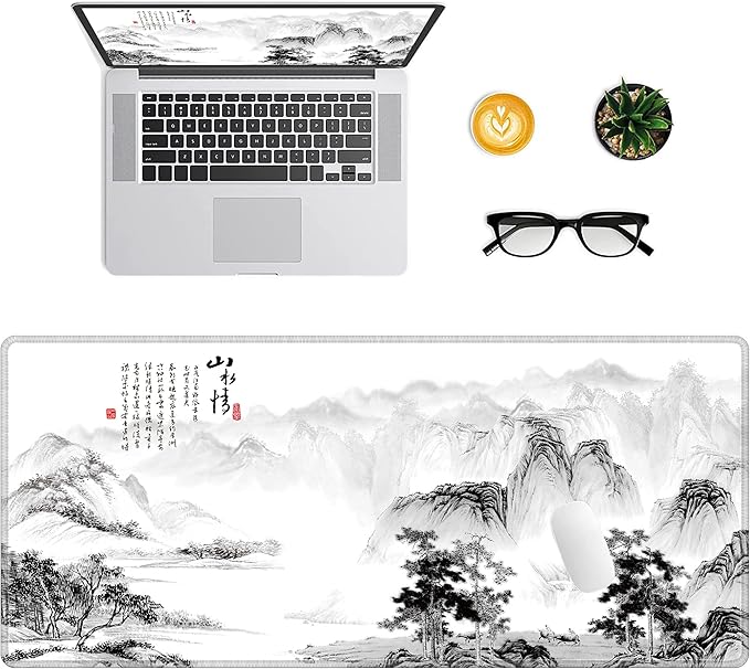 LL-COEUR Pattern XXL Computer Mouse Pad 35.4x15.7x0.12inch Large PC Keyboard Mousepad with Anti-Slip Base for Gaming (Landscape 2 35.4x15.7x0.12)