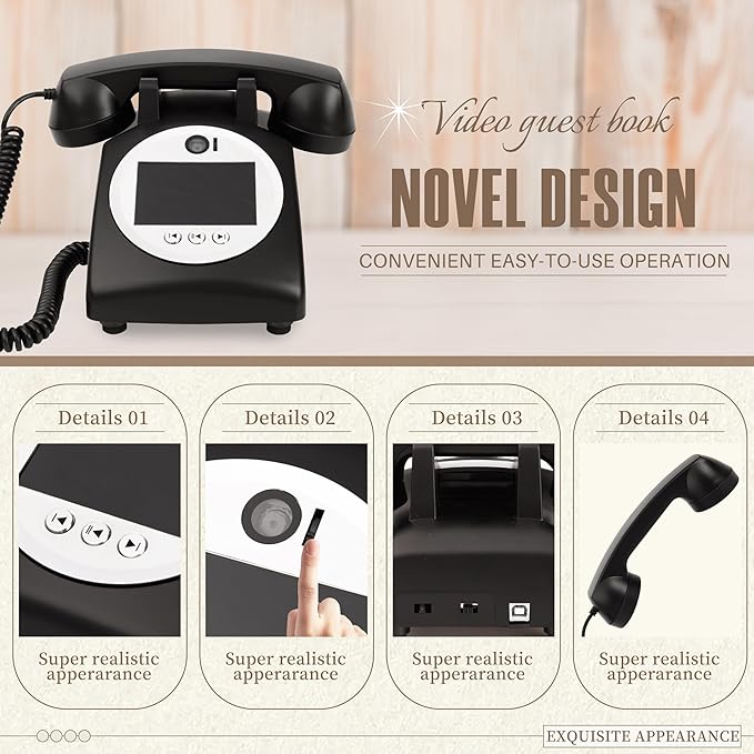 Video Guest Book Audio Guest Book Wedding Phone Record Preserve Your Special Occasions Leave a Message for Wedding Bridal Shower Baby Shower Birthday Graduations Anniversary (Black)