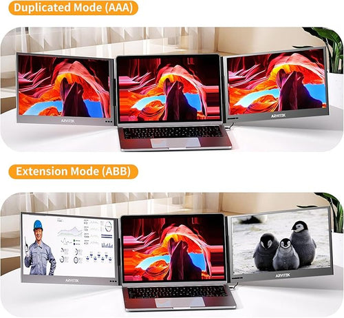 15.6 Inch Triple Monitor for Laptop 1080P USB-C Portable Screen Extender w/Adjustable Stand for 11-16 Laptop(Mac Windows Android)