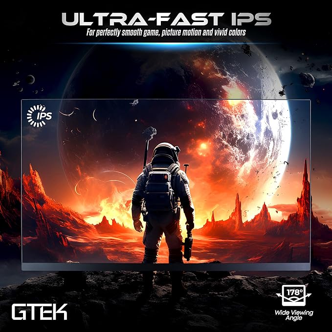 GTek 240Hz 2K Gaming Monitor 27 Inch Display Full WQHD 2560 x 1440P Extreme Low Motion Blur Fast IPS 1ms MPRT DisplayPort/HDMI VESA - Q2740P (Renewed)