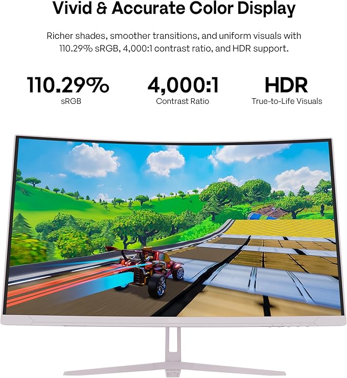 Pixio Two PXC279WAVE Pink 27 inch 300Hz Refresh Rate FHD 1080p Resolution 1650R Curve Fast VA Panel 1ms GTG Response Time HDR Curved Gaming Monitor and PS1D Wave Pink Dual Monitor Arm