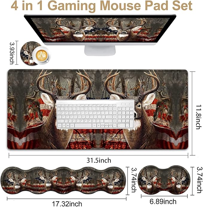 Mouse Pad SetLarge Gaming Mouse Pad + Keyboard Wrist Rest Support + Mouse Wrist Rest31.5 x 11.8 in Extended Desk Mat for OfficeChaos Coordinator Quotes Vintage Watercolor Flora Desktop Decoration