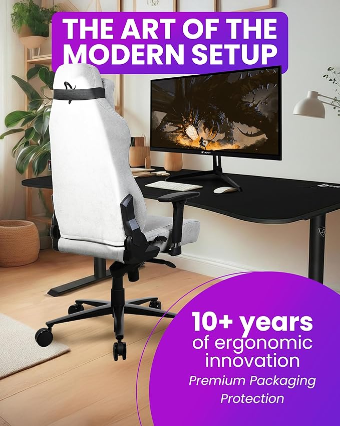 Arozzi Vernazza Soft Fabric Durable Upholstery Ergonomic Office and Gaming Chair with High-Level Features Like 3D Armrests and a Pro Mechanism Along with Soft Neck &amp Lumbar Support Pillows-Light G