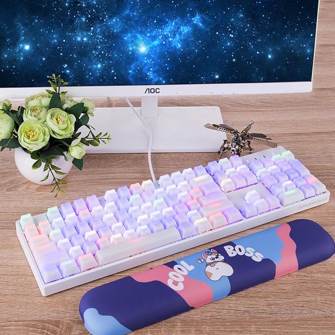 POM Jelly Keycaps Doubleshot Translucent OEM Profile for 6187104108 Keys PC Gaming Mechanical Keyboards (White)