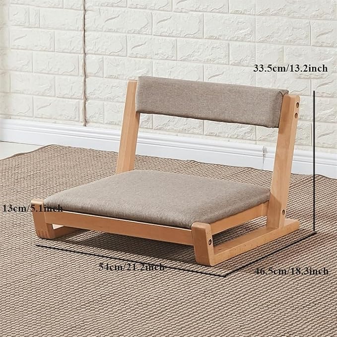 BTZHY Floor Chair Floor Chair Modern Wooden Chair Tatami Chair Japanese Floor Seat Cushion Multifunctional Seating for Guests Low Seat Lazy Sofa Floor Chair Indoor Furniture (Style 1)