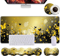 Keyboard Wrist Rest+Mouse Wrist Pad+Desk Pad SetMemory Foam Ergonomic Easy Typing Pain Relief for Computer Laptop Office Home - Flowers and Butterflies