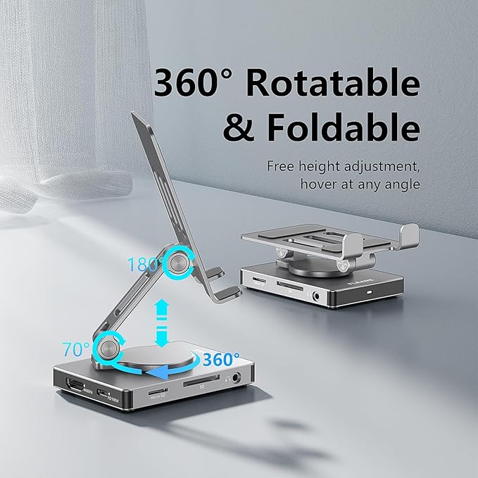 Phone USB C Hub Stand Adapter for iPhone 15 16 Pro Max Switch Docking Station 4K 60Hz HDMI SD/TF Card Reader 3 USB 3.0 3.5mm Audio PD100W Charge (ST803)