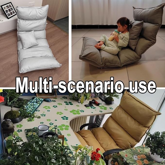 Single Sofa Chair Modern Floor Seat 5-Position Adjustable Backrest Freestanding Support Load Capacity 150kg for Living Room Bedroom Balcony Multi-Color(Blue)